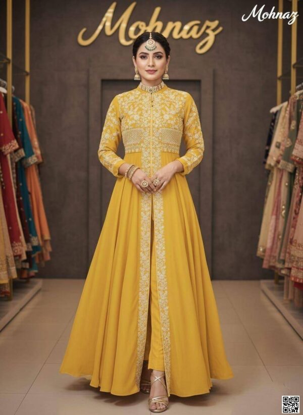 রেডিমেড জর্জেট এমব্রয়ডারি পার্টি ড্রেস