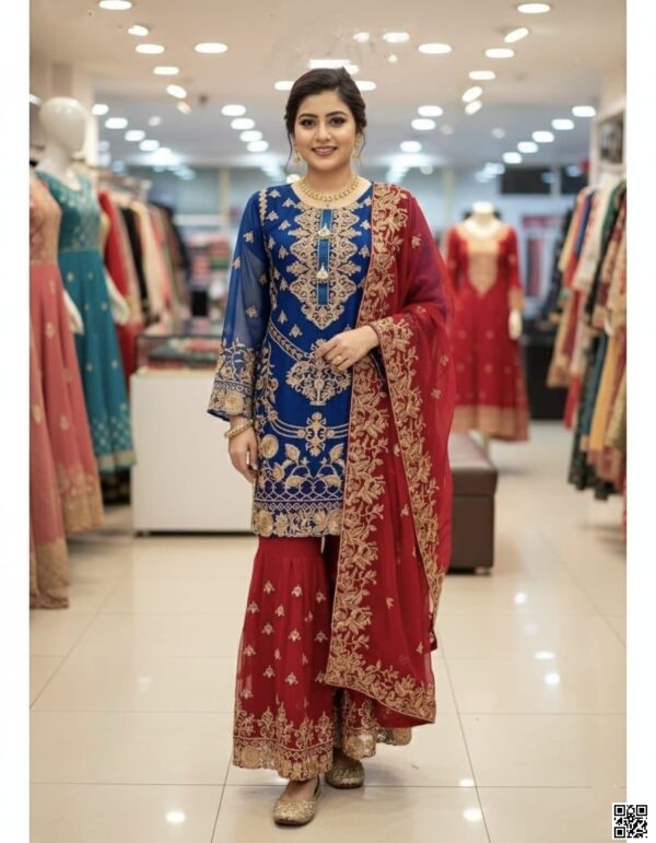 সেমী স্টিচড জর্জেট এমব্রয়ডারি পার্টি ড্রেস