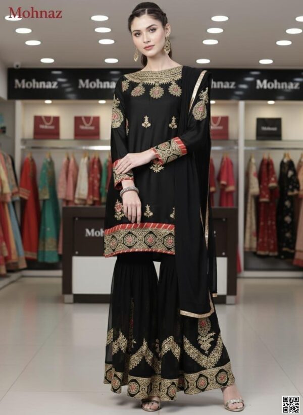 রেডিমেড জর্জেট এমব্রয়ডারি পার্টি ড্রেস